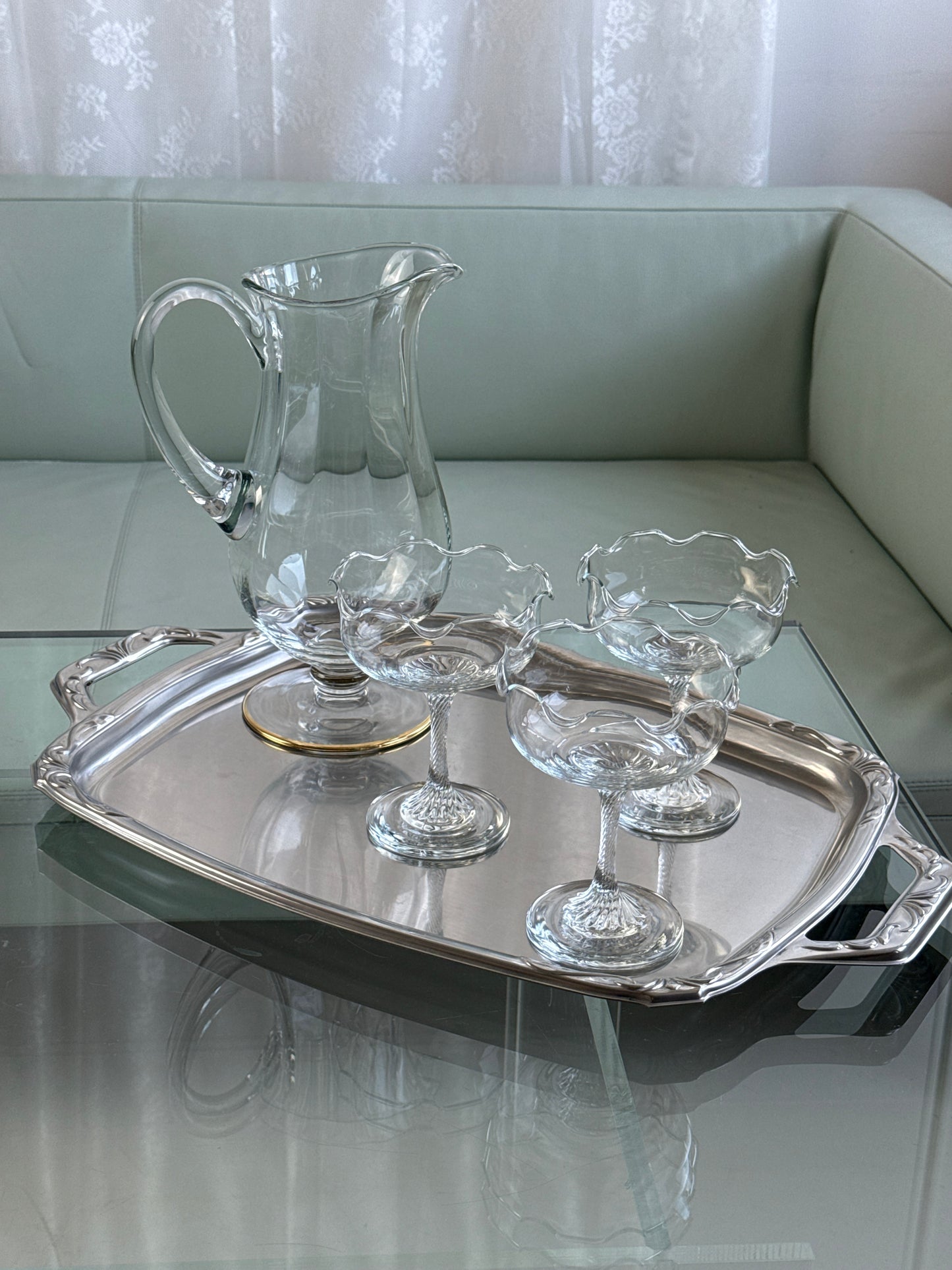 Mundblæste dessert-/cocktailglas i klart glas, sæt á 4 stk.
