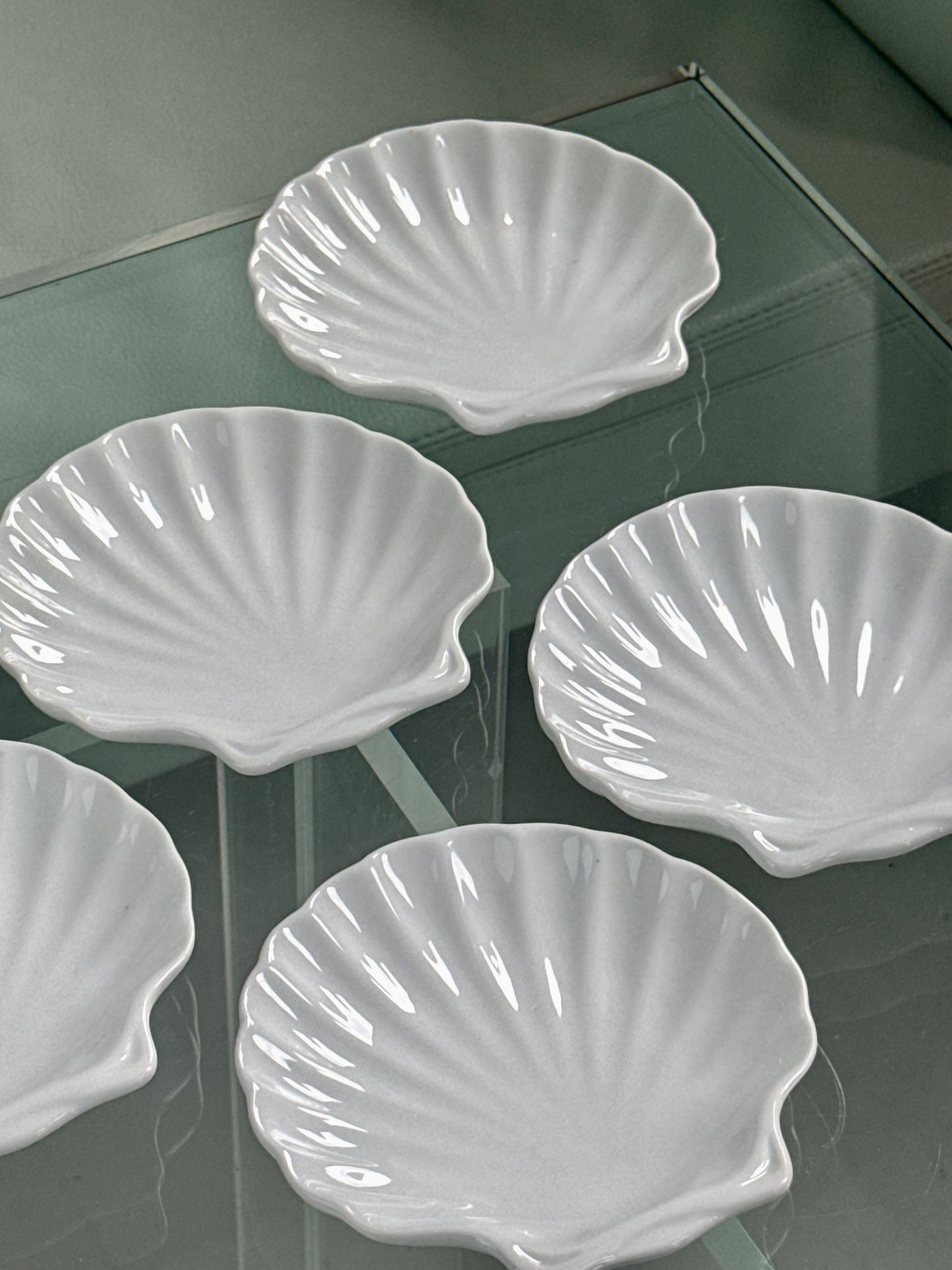 Muslingeskåle i hvid porcelæn, sæt med 6 stk.