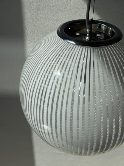 Rund vintage Murano lampe, hvid swirl