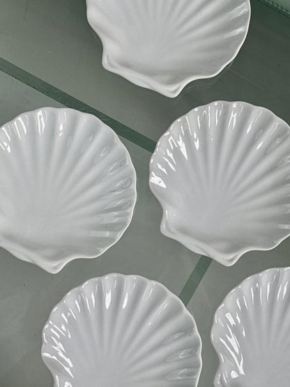 Muslingeskåle i hvid porcelæn, sæt med 6 stk.