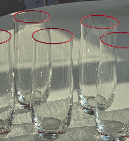 Glas & karaffel m. rød kant, sæt