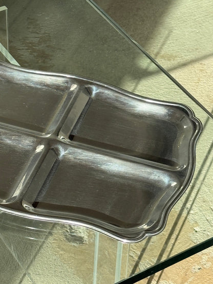 Serveringsfad med 4 rum, rustfrit stål