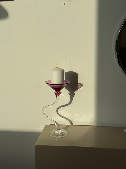 Mundblæst lysestage, glas