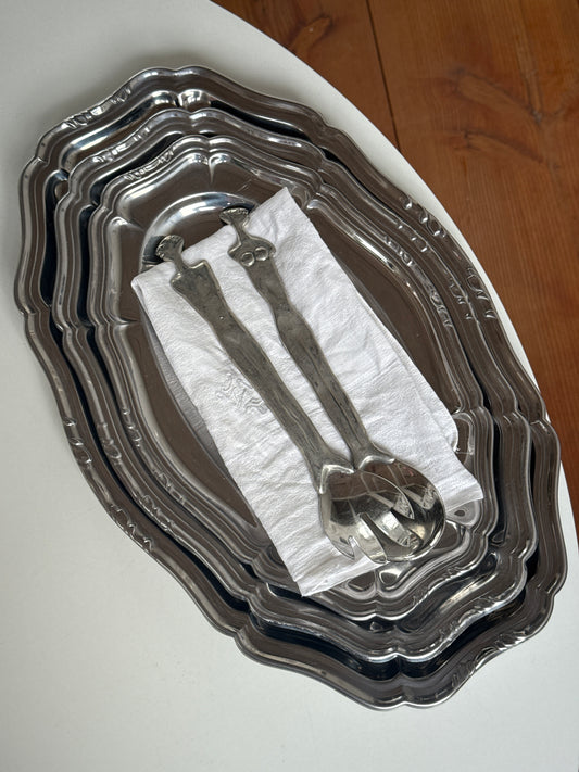 Ovale serveringsfade, rustfrit stål