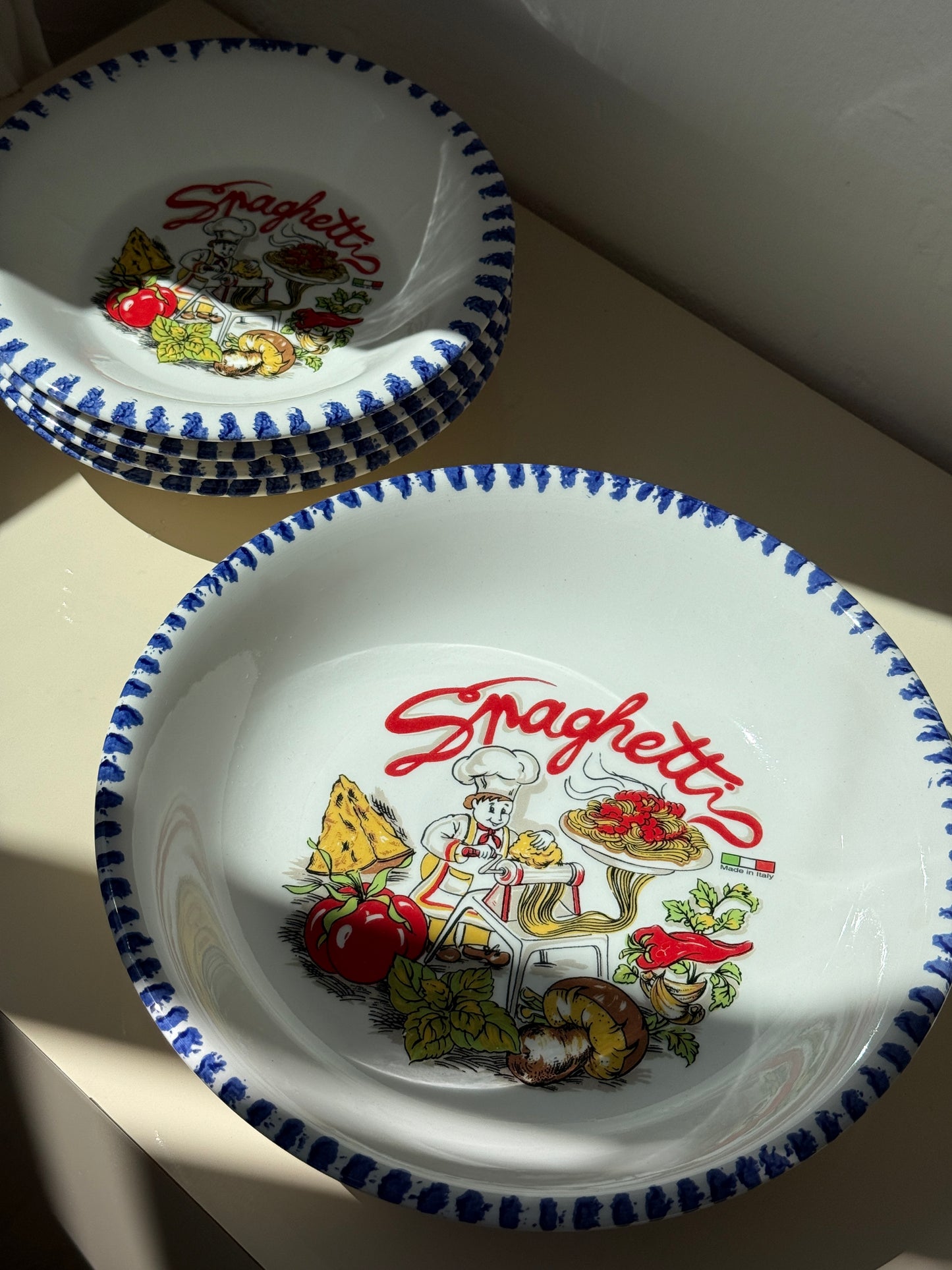 Italienske spaghetti skåle, 5 dele