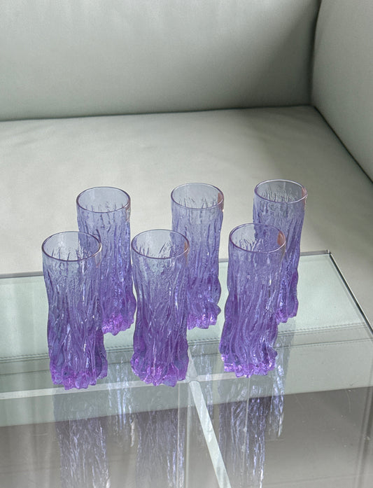 Kristal alexandrite glas – Italien, 1970'erne – sæt med 6 stk.