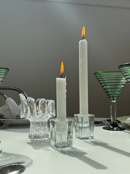 Firkantet lysestage, glas