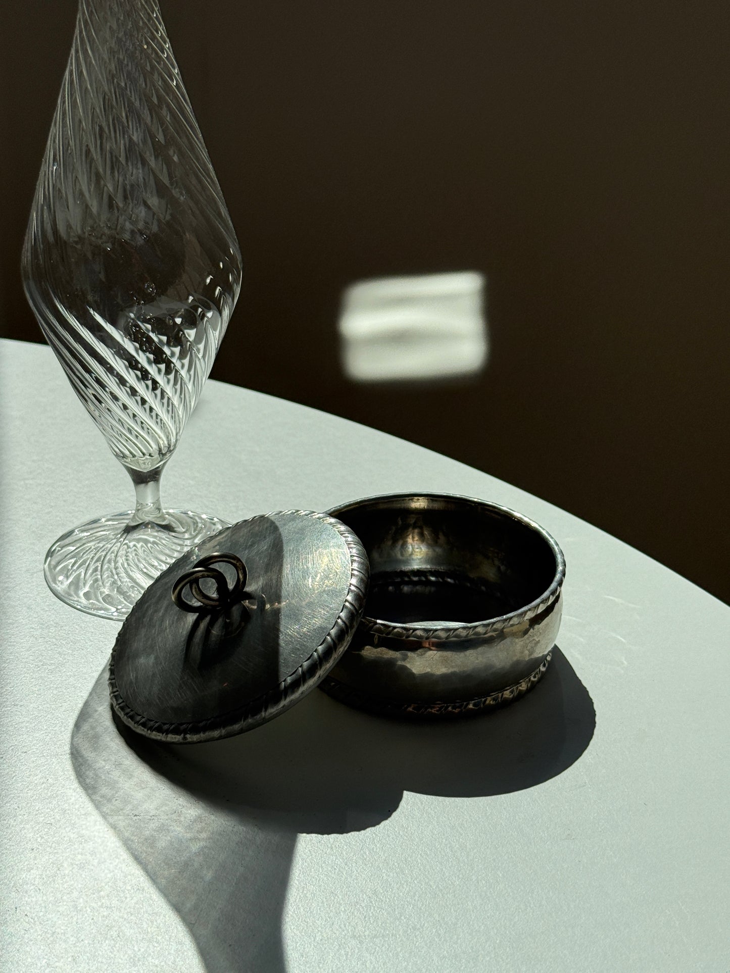 Italiensk tin krukke m. låg