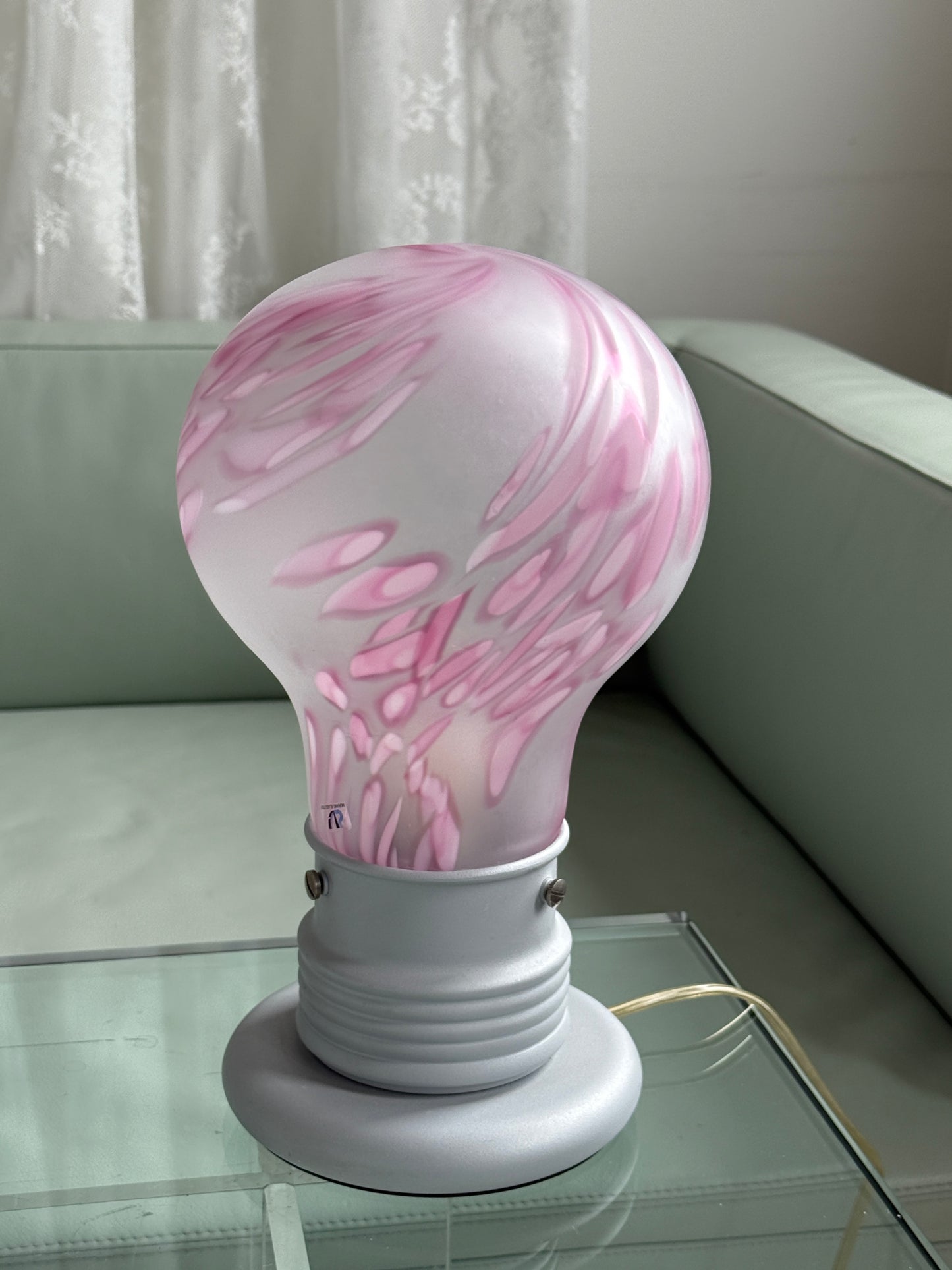 Murano bordlampe i mundblæst glas – lyserød