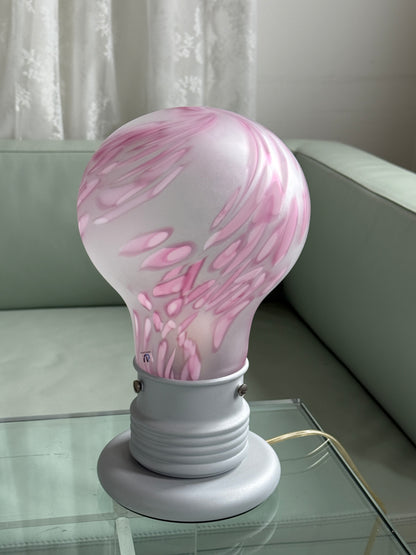 Murano bordlampe i mundblæst glas – lyserød