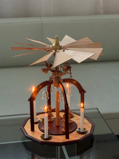 Vintage Erzgebirge julekarrusel m. englekor og klokker