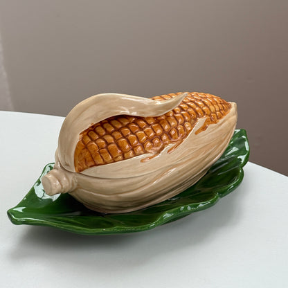 Majskrukke med fad, vintage keramik