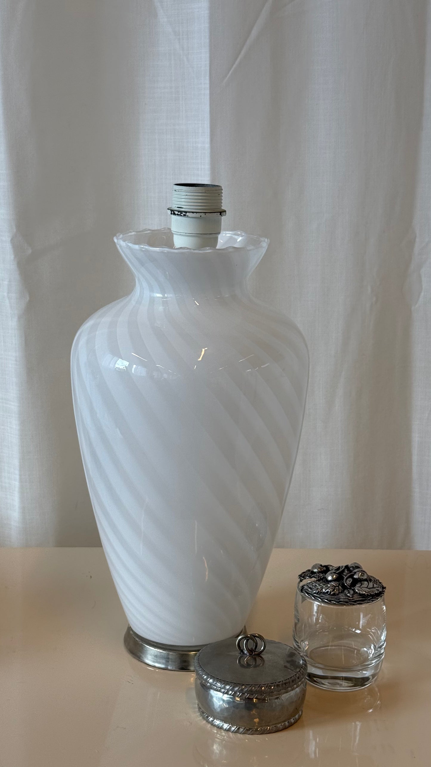 Murano bordlampe, hvidt glas