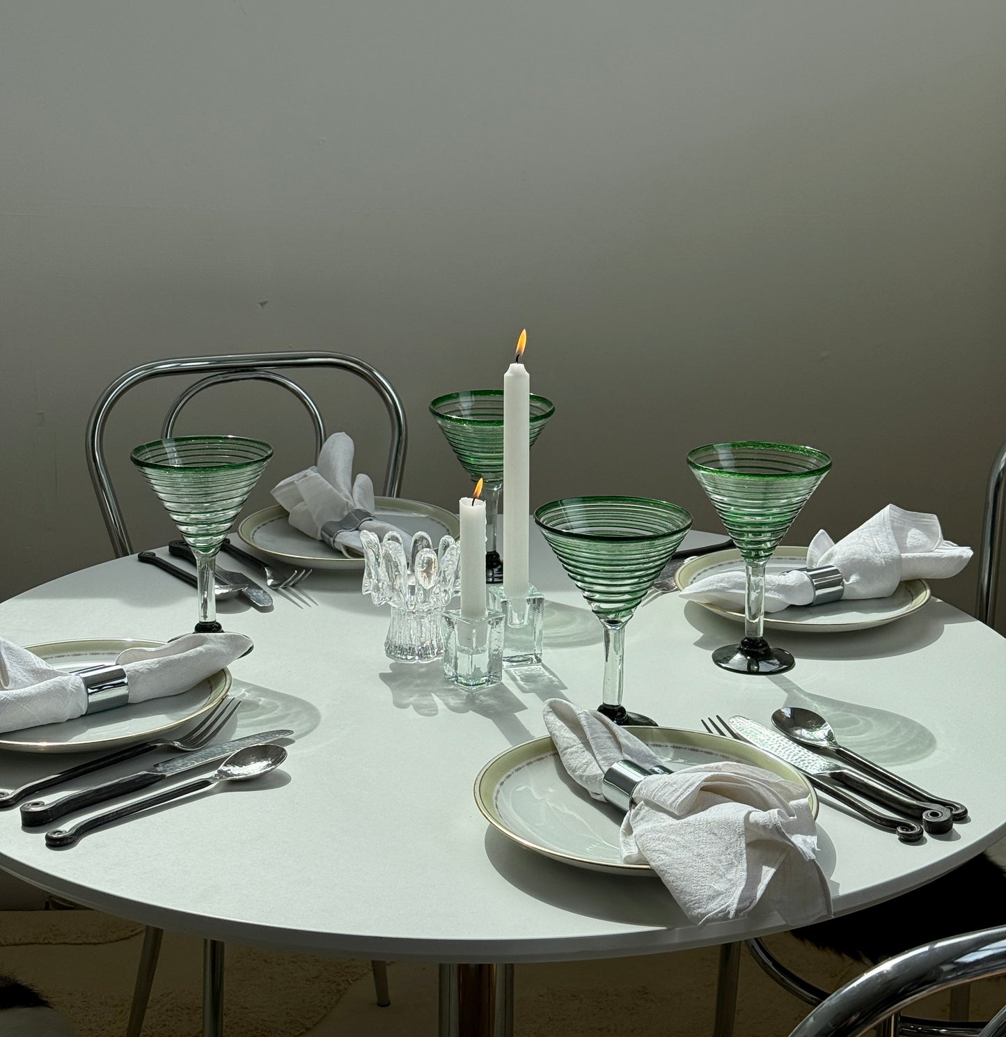Firkantet lysestage, glas