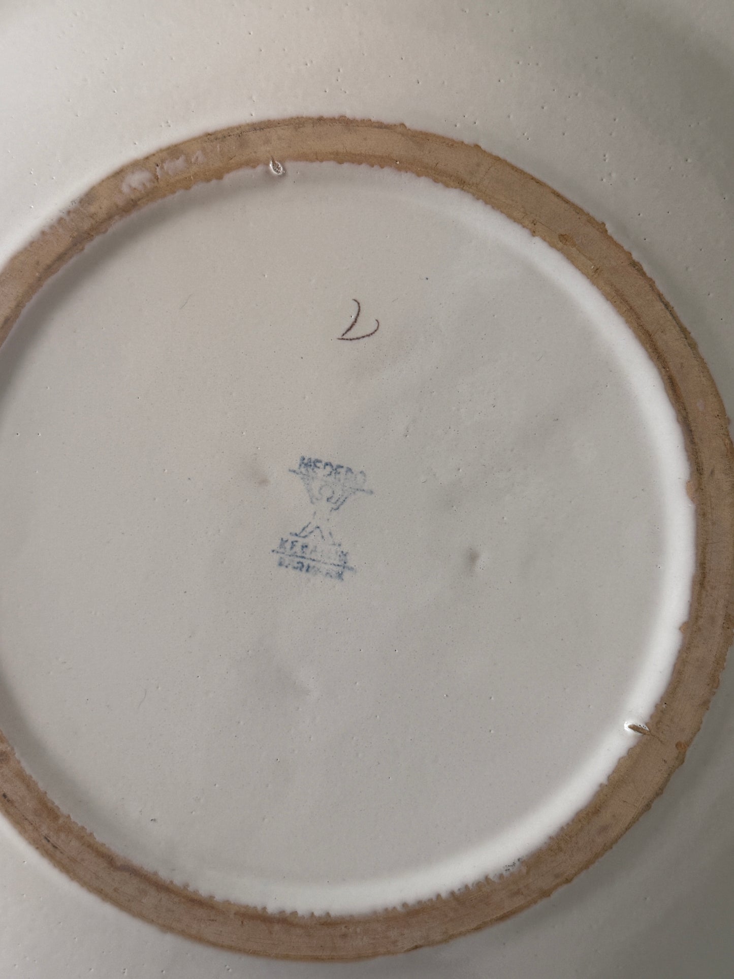 Fad med håndmalet blomster, Hedebo Keramik