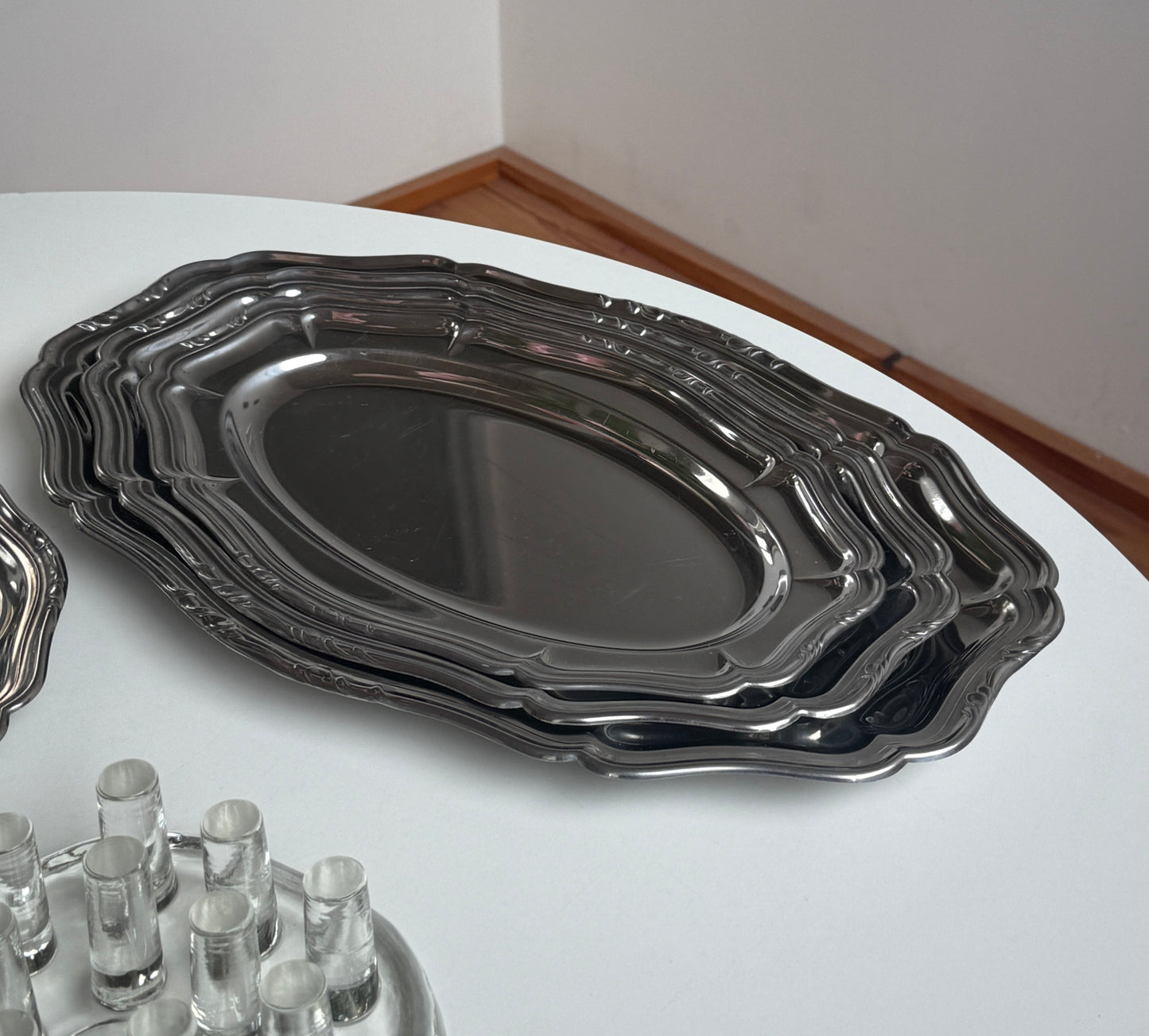 Ovale serveringsfade, rustfrit stål