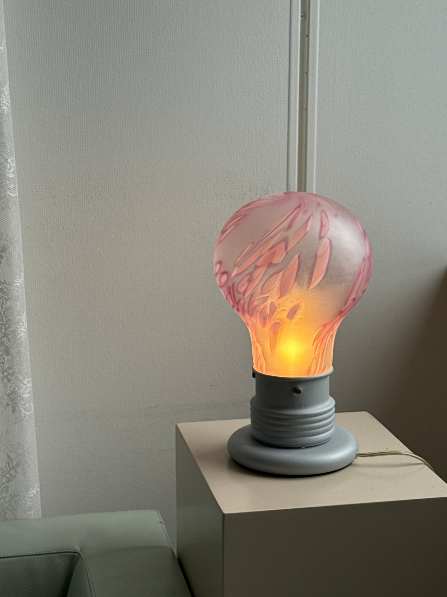 Murano bordlampe i mundblæst glas – lyserød