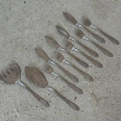 Bestiksæt med fiskedekor, 13 dele