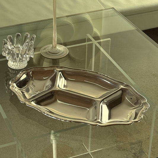 Serveringsfad med fire rum, rustfrit stål