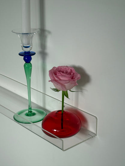 Mundblæst, rød glasvase