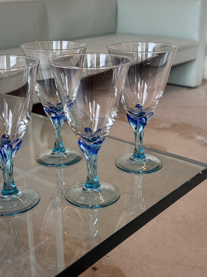 Vinglas med blå detalje, 5 stk.