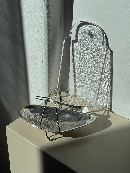 Vintage, sølvbelagt musling m. gaffel