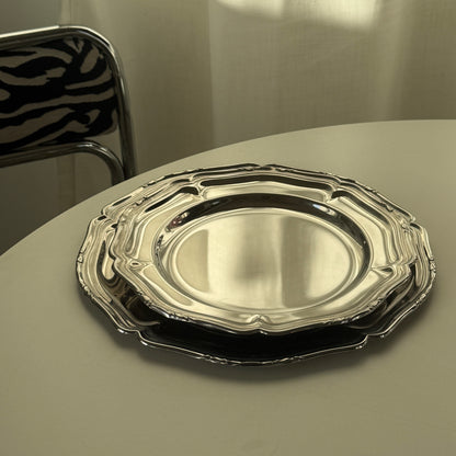 Runde serveringsfade i rustfrit stål, 2 stk.