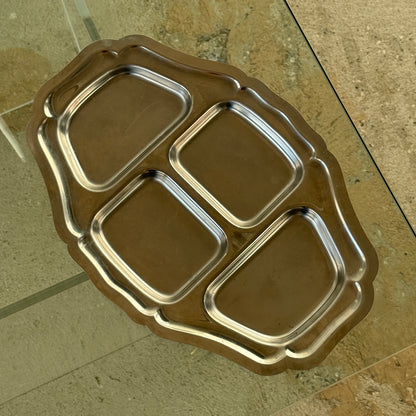 Serveringsfad med fire rum, rustfrit stål