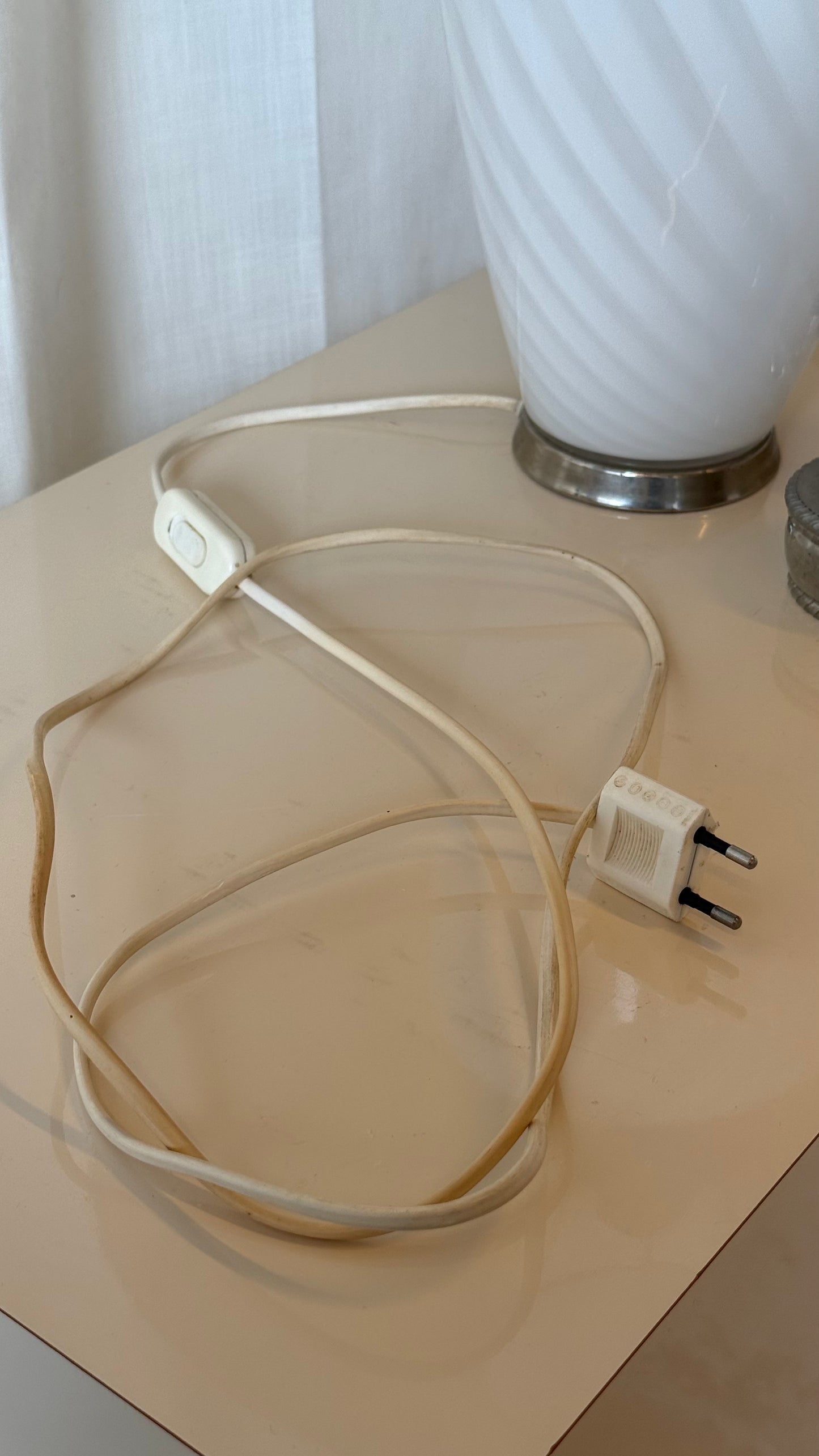 Murano bordlampe, hvidt glas