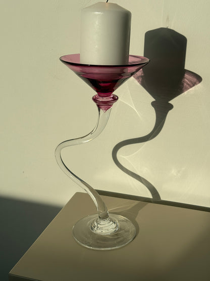 Mundblæst lysestage, glas