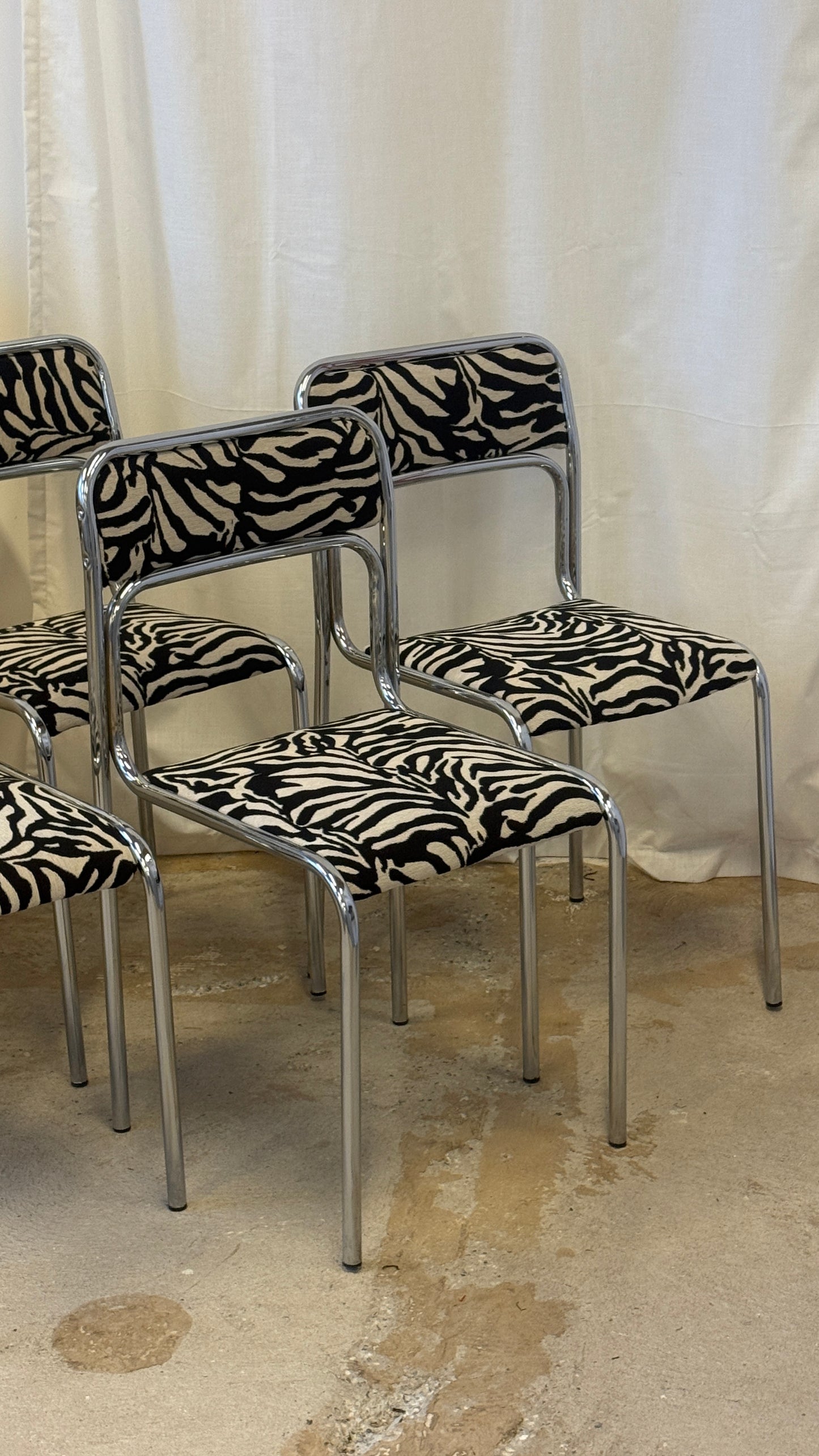 Zebrastole med kromstel, 4 stk.