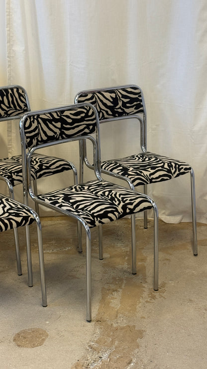 Zebrastole med kromstel, 4 stk.