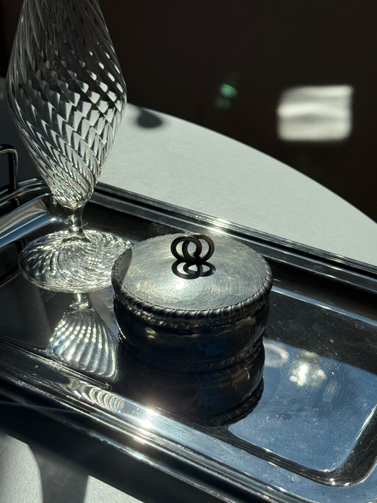 Italiensk tin krukke m. låg