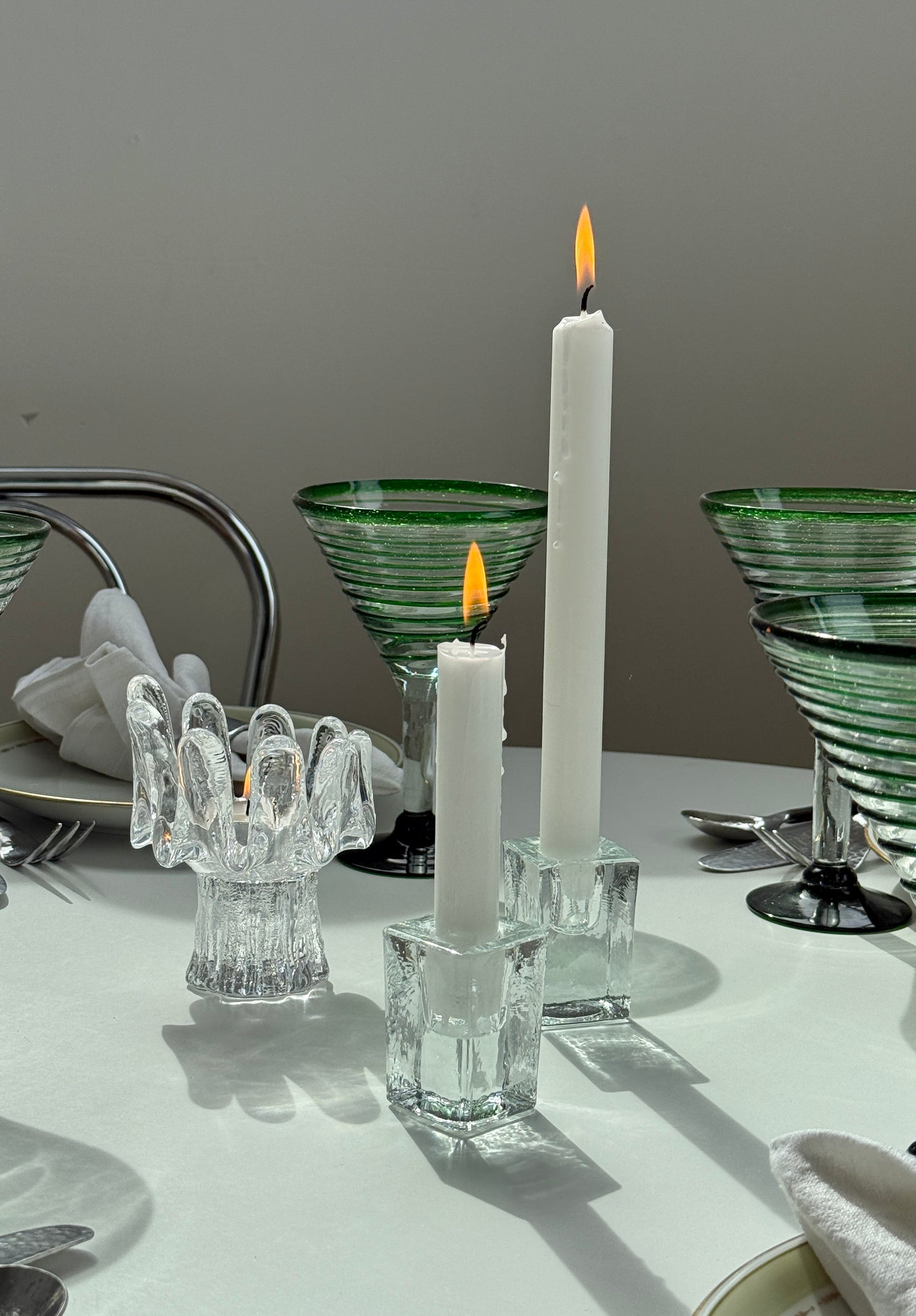 Firkantet lysestage, glas