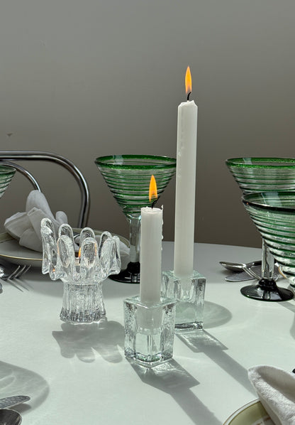 Firkantet lysestage, glas