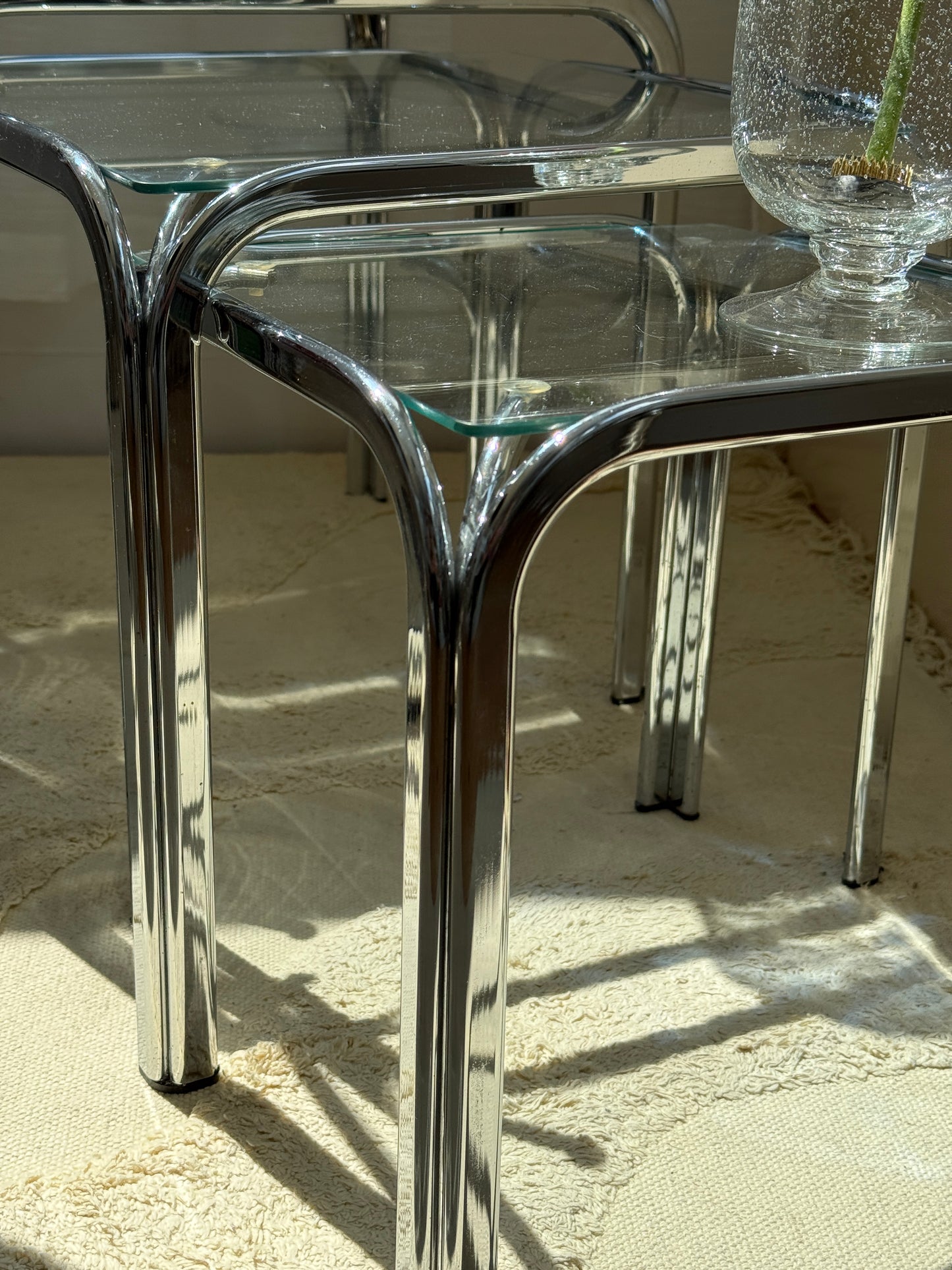 Sofaborde i krom & glas