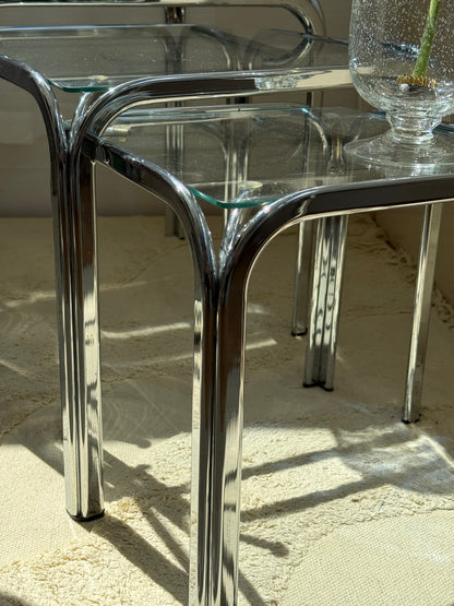 Sofaborde i krom & glas