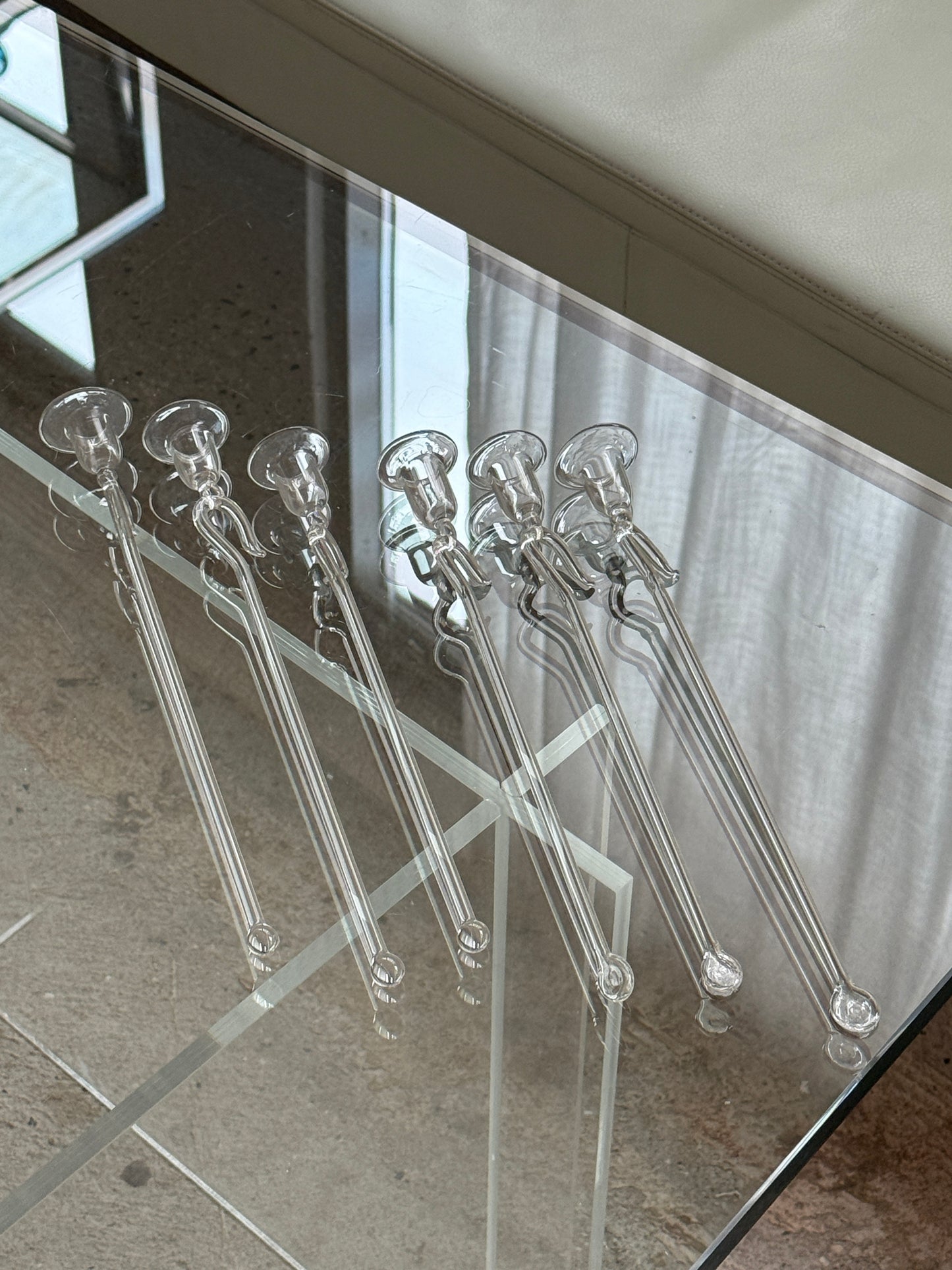 Lysholdere til juletræet i mundblæst glas, 6 stk.