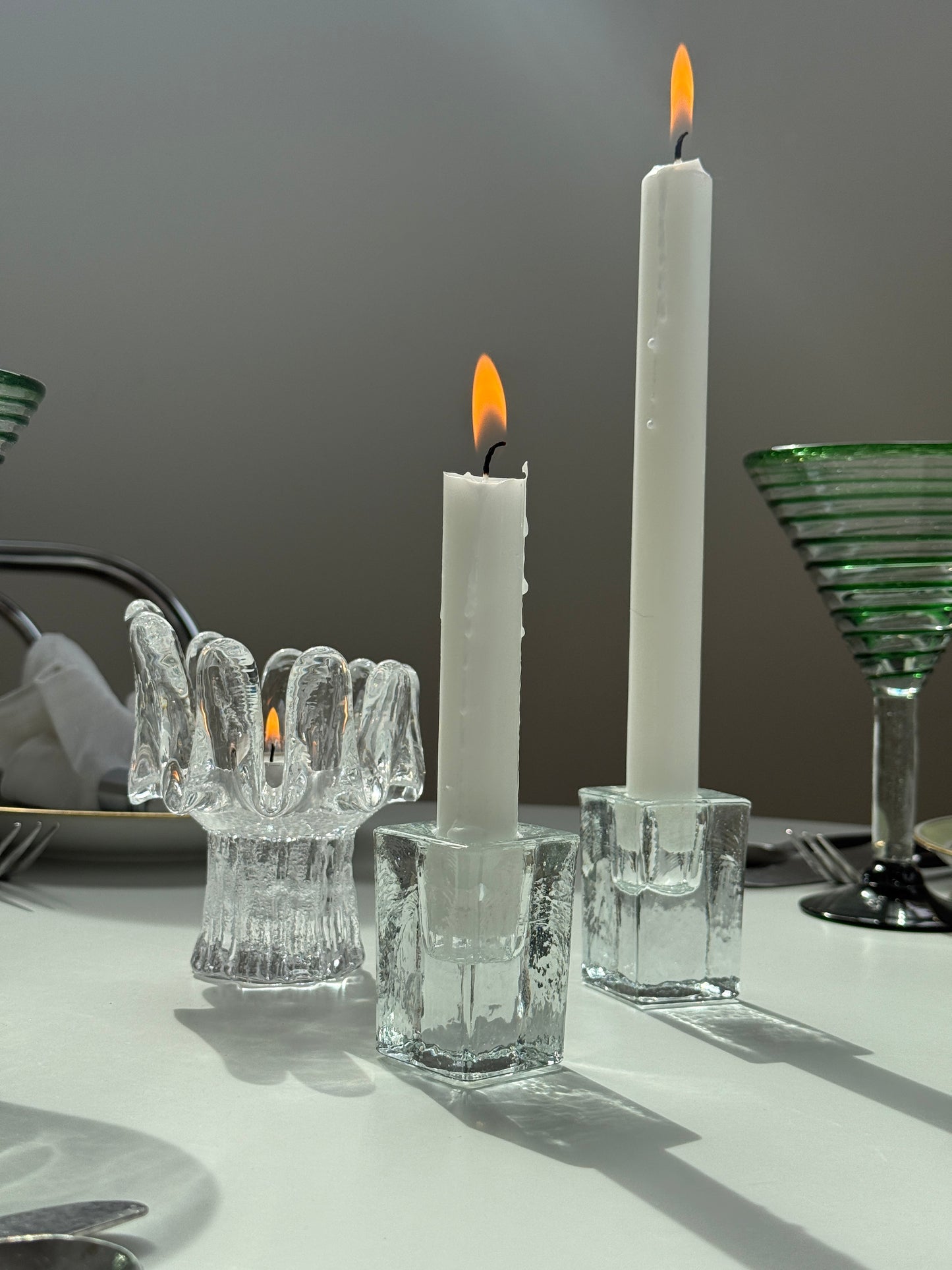 Firkantet lysestage, glas