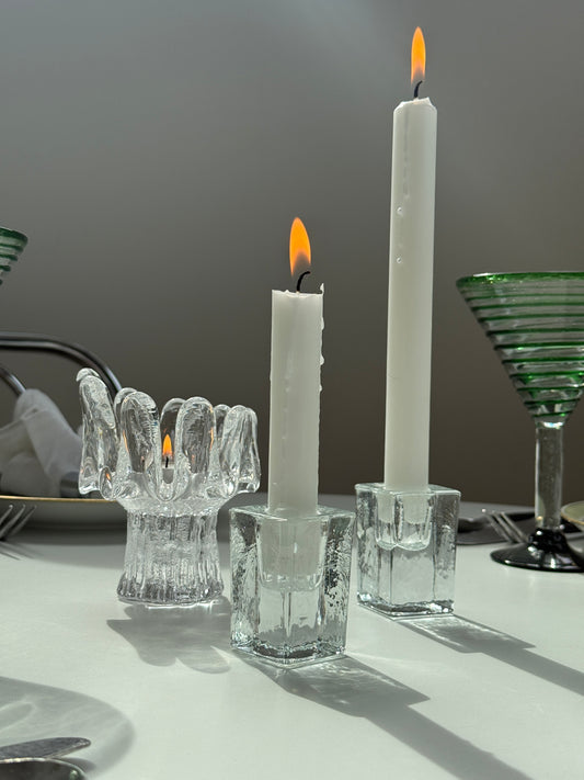 Firkantet lysestage, glas