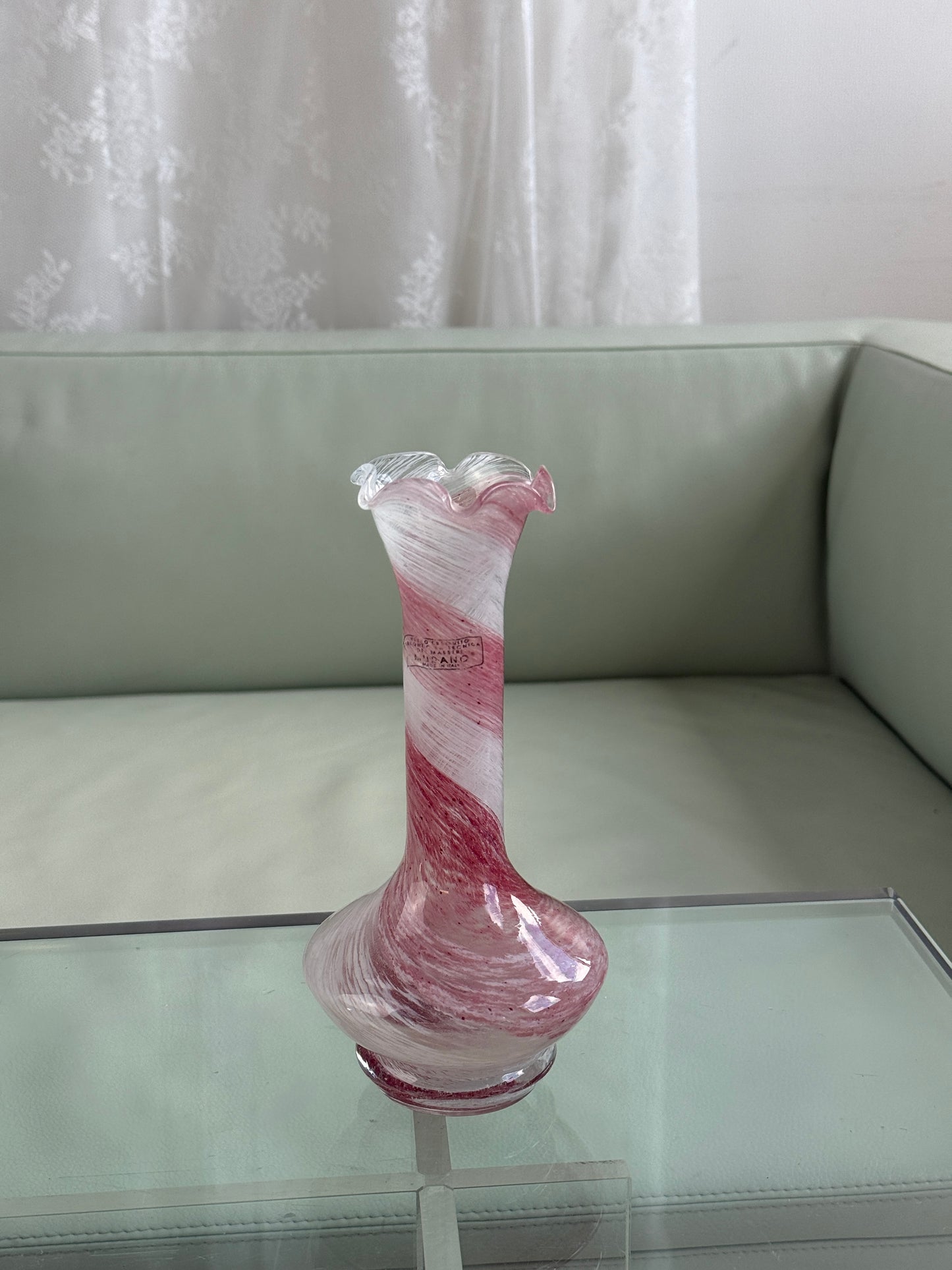 Murano vase, rosa/hvid