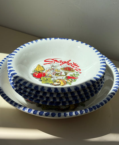 Italienske spaghetti skåle, 5 dele