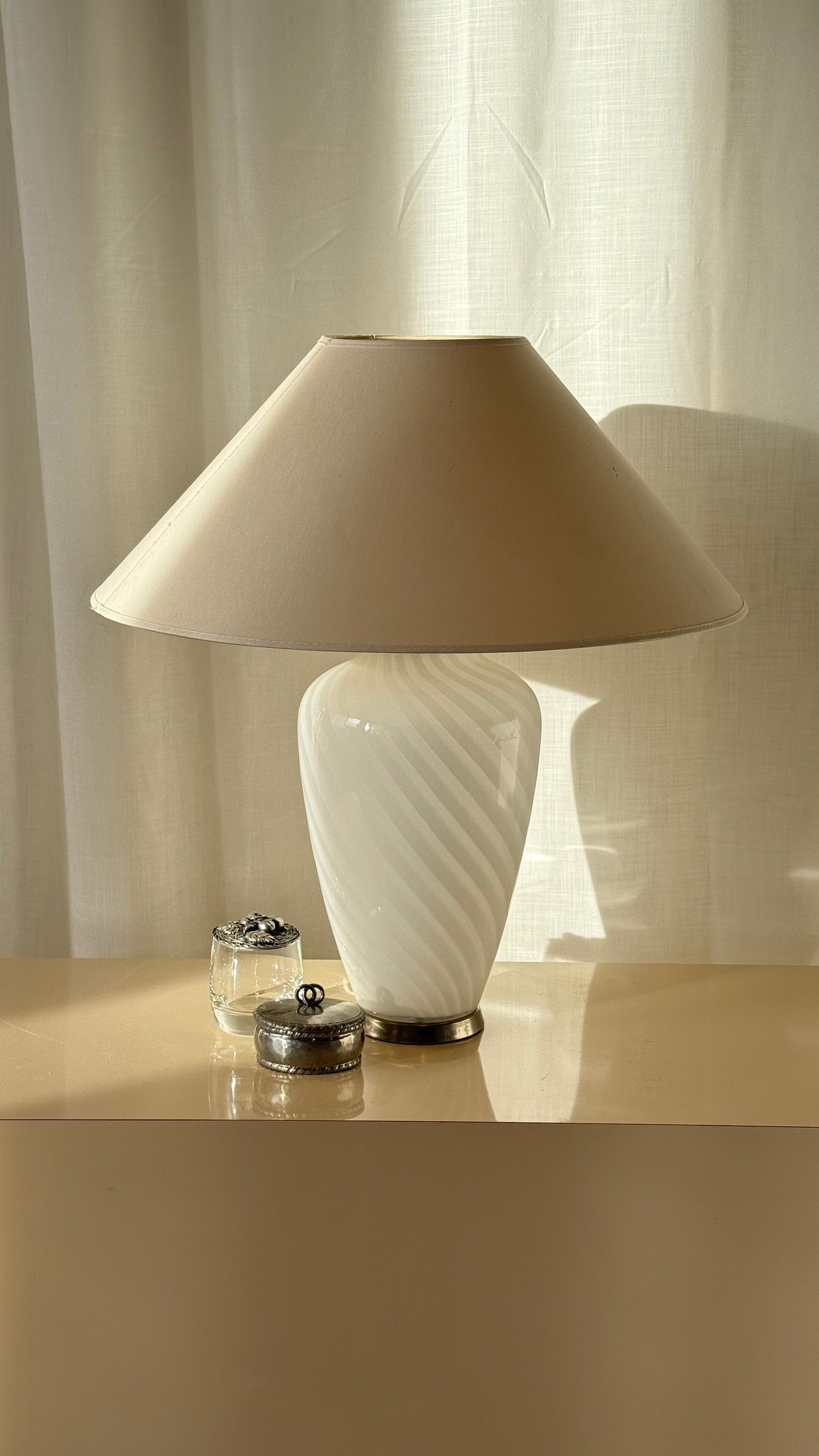 Murano bordlampe, hvidt glas