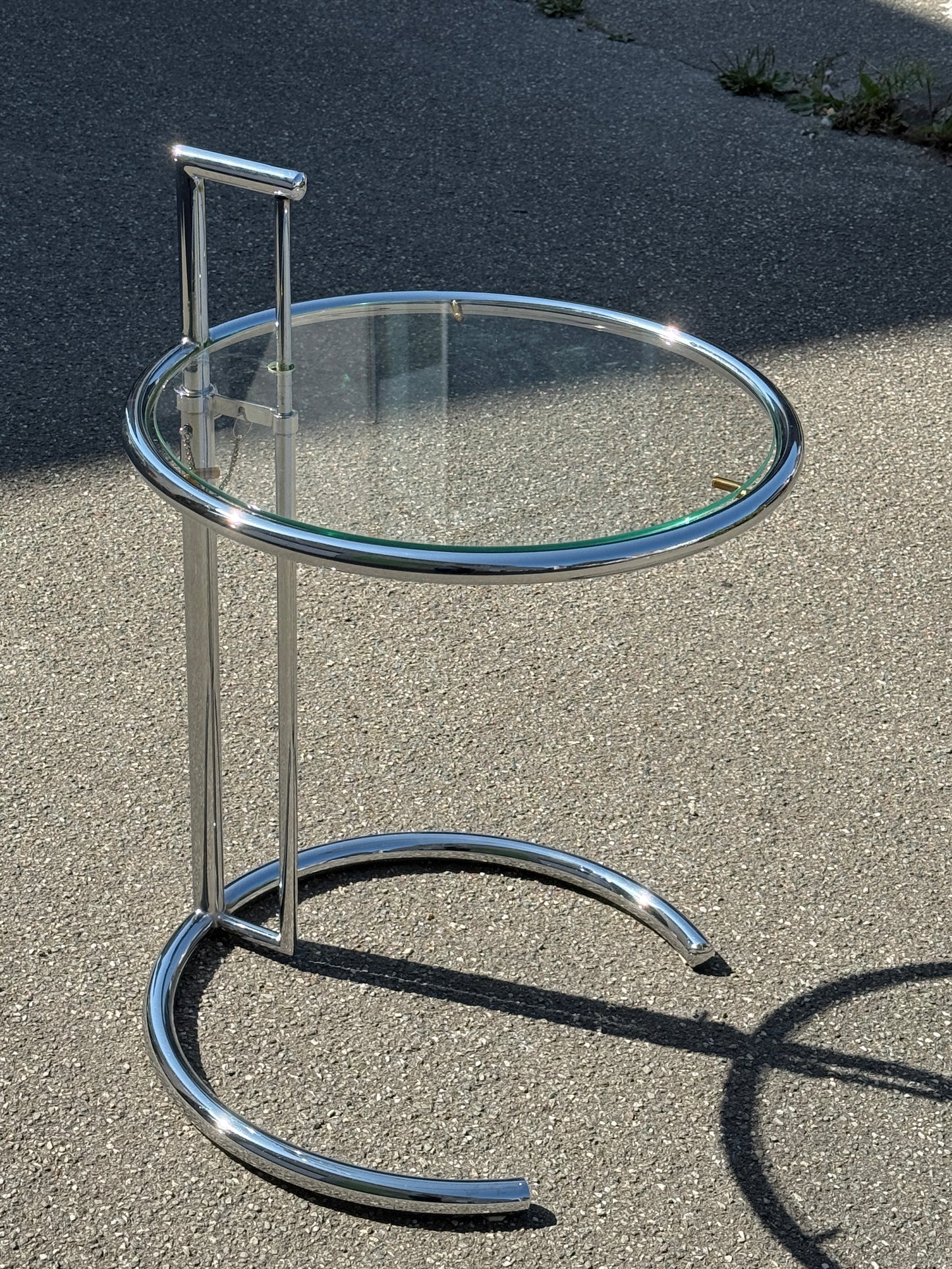 Vintage side-/sofabord i krom og glas