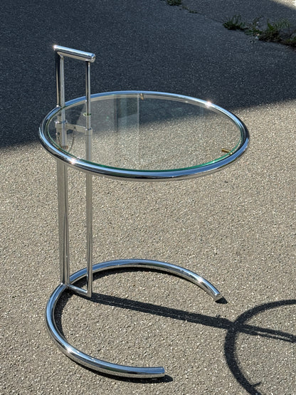 Vintage side-/sofabord i krom og glas