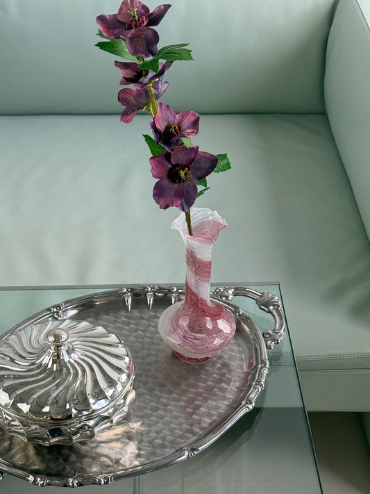 Murano vase, rosa/hvid