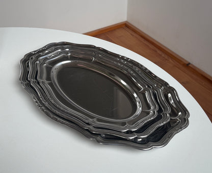 Ovale serveringsfade, rustfrit stål