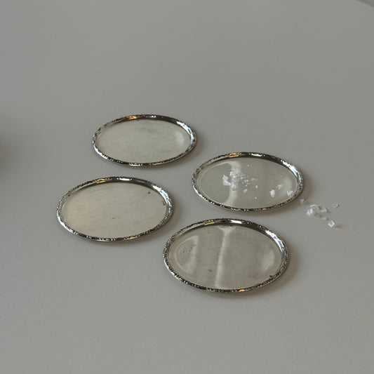 Små asietter i sølvplet, sæt med 4 stk.