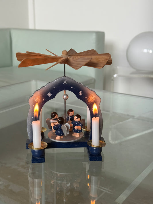 Julekarrusel i træ, blå