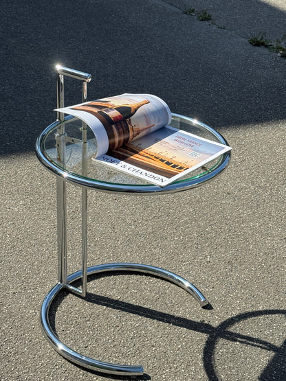 Vintage side-/sofabord i krom og glas